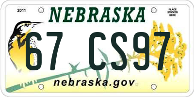 NE license plate 67CS97