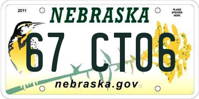 NE license plate 67CT06