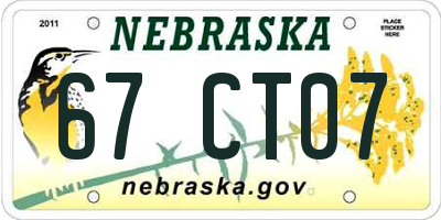 NE license plate 67CT07