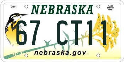 NE license plate 67CT11