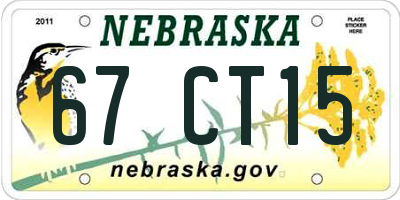 NE license plate 67CT15