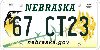 NE license plate 67CT23