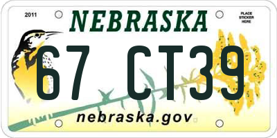 NE license plate 67CT39