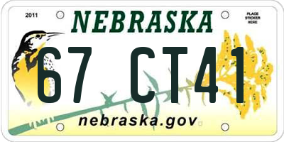 NE license plate 67CT41