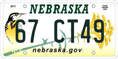NE license plate 67CT49