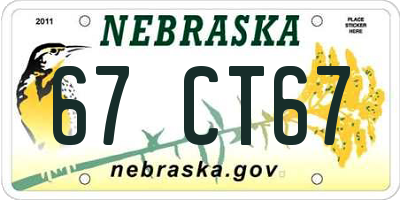 NE license plate 67CT67