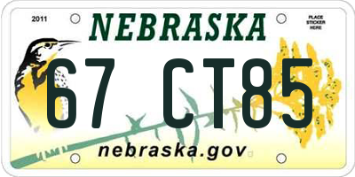 NE license plate 67CT85