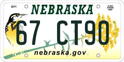 NE license plate 67CT90