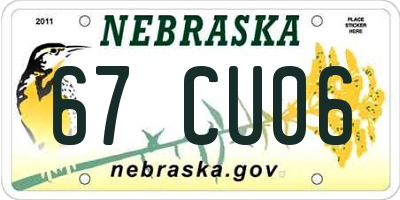 NE license plate 67CU06