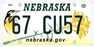 NE license plate 67CU57