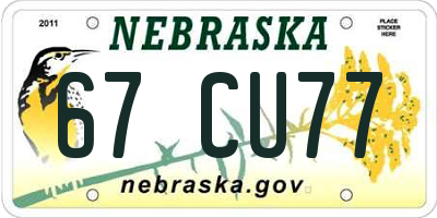 NE license plate 67CU77