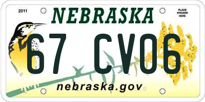 NE license plate 67CV06