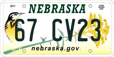 NE license plate 67CV23