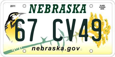 NE license plate 67CV49