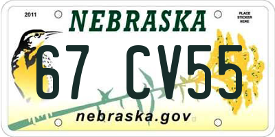 NE license plate 67CV55