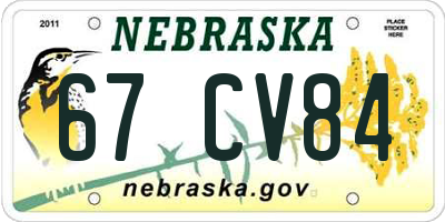 NE license plate 67CV84