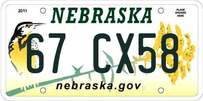 NE license plate 67CX58