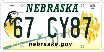 NE license plate 67CY87