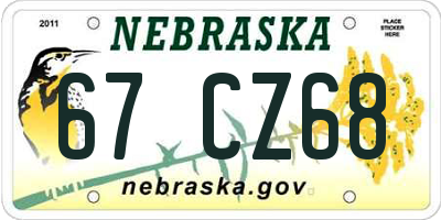 NE license plate 67CZ68