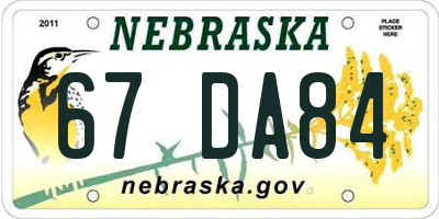 NE license plate 67DA84