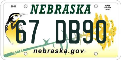 NE license plate 67DB90