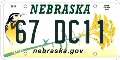 NE license plate 67DC11