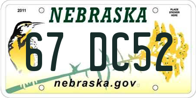 NE license plate 67DC52