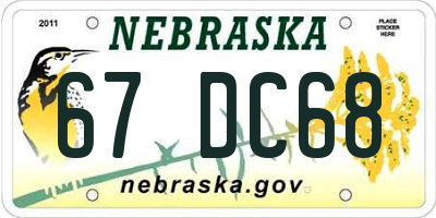 NE license plate 67DC68