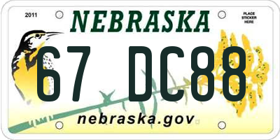 NE license plate 67DC88
