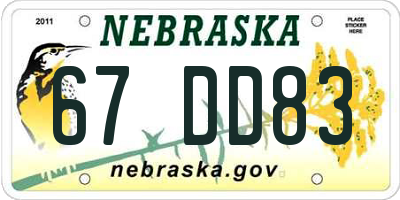 NE license plate 67DD83