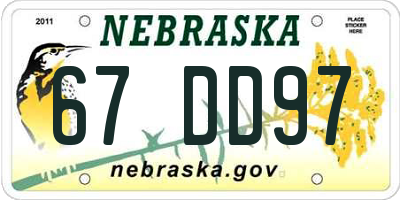 NE license plate 67DD97