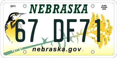 NE license plate 67DF71