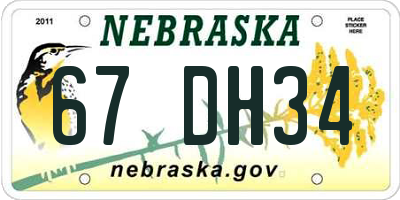NE license plate 67DH34