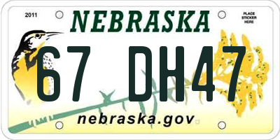 NE license plate 67DH47