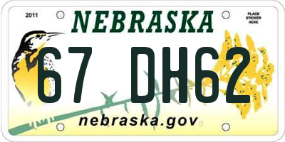 NE license plate 67DH62