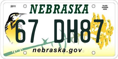 NE license plate 67DH87