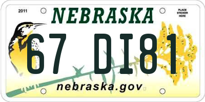 NE license plate 67DI81
