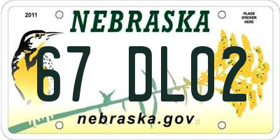 NE license plate 67DL02