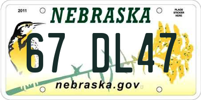 NE license plate 67DL47