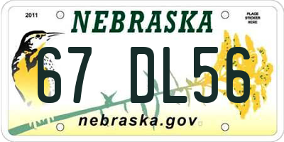 NE license plate 67DL56