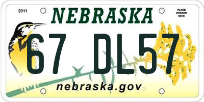 NE license plate 67DL57