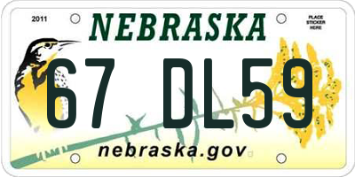 NE license plate 67DL59