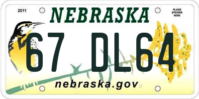 NE license plate 67DL64