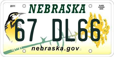 NE license plate 67DL66