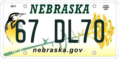NE license plate 67DL70