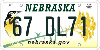 NE license plate 67DL71
