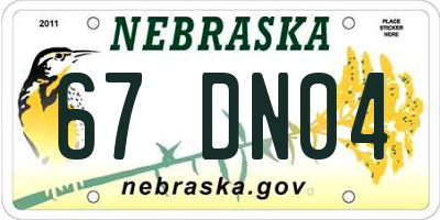 NE license plate 67DN04
