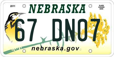 NE license plate 67DN07