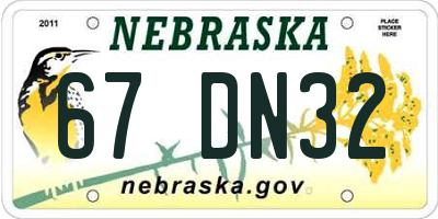 NE license plate 67DN32
