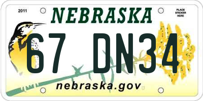 NE license plate 67DN34